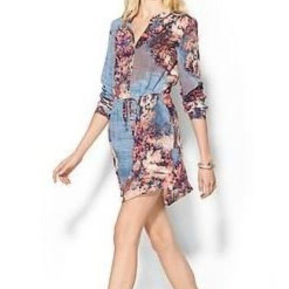 Piperlime Collection Silk Drawstring Shirt Dress M Medium